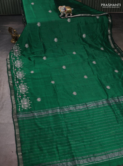 Green Mangalagiri Silk Cotton - Embroidery