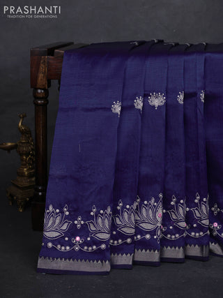 Navy Blue Mangalagiri Silk Cotton - Embroidery