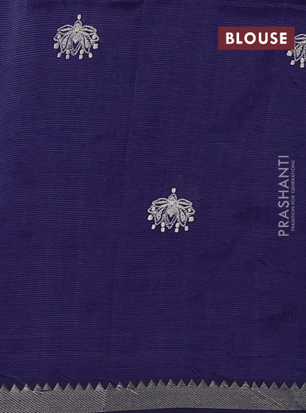 Navy Blue Mangalagiri Silk Cotton - Embroidery