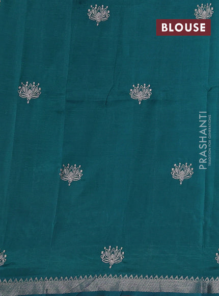 Teal Green Mangalagiri Silk Cotton - Embroidery