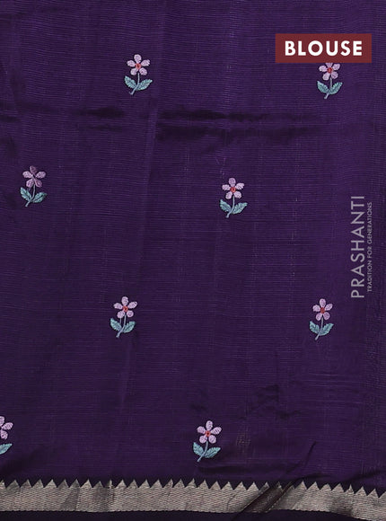Purple Mangalagiri Silk Cotton - Embroidery