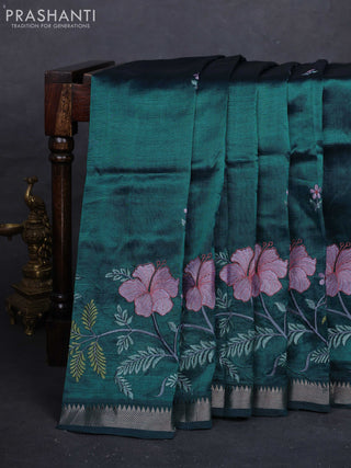 Peacock Green Mangalagiri Silk Cotton - Embroidery