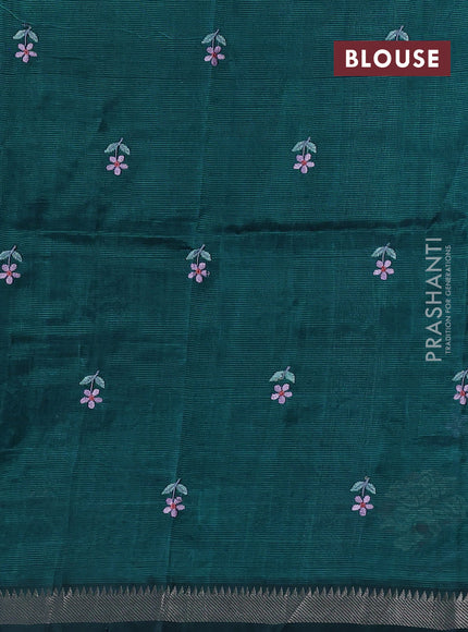 Peacock Green Mangalagiri Silk Cotton - Embroidery