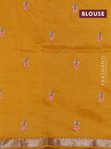 Mustard Yellow Mangalagiri Silk Cotton - Embroidery