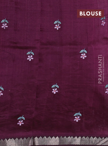 Wine Mangalagiri Silk Cotton - Embroidery