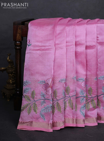 Pink Mangalagiri Silk Cotton - Embroidery
