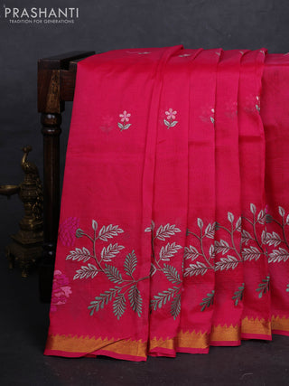 Pink Mangalagiri Silk Cotton - Embroidery