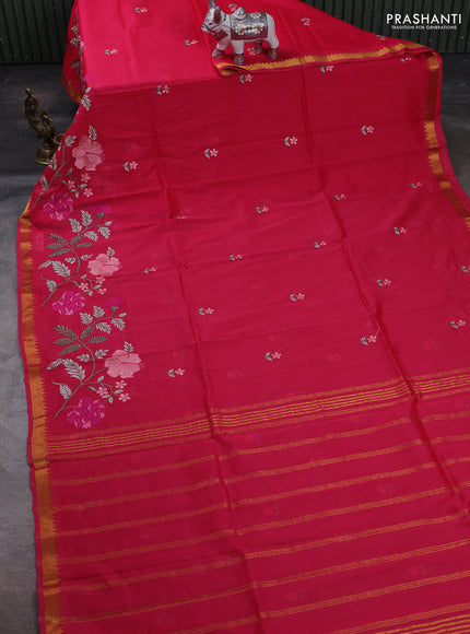 Pink Mangalagiri Silk Cotton - Embroidery