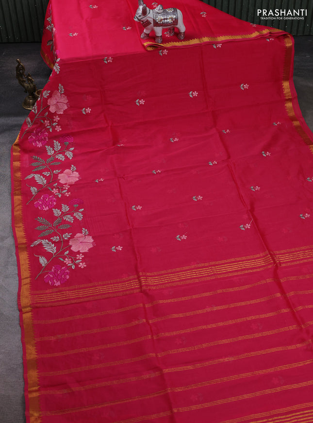 Pink Mangalagiri Silk Cotton - Embroidery