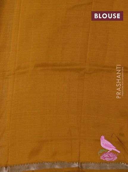 Mustard Yellow Mangalagiri Silk Cotton - Embroidery
