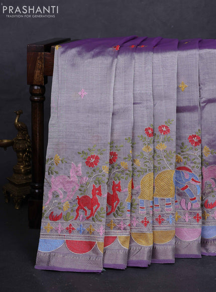 Lavender Mangalagiri Silk Cotton - Embroidery