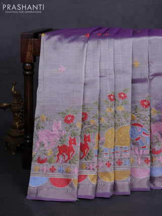 Lavender Mangalagiri Silk Cotton - Embroidery