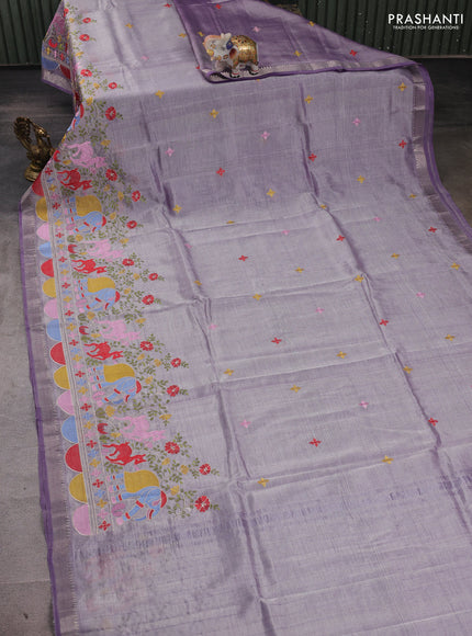 Lavender Mangalagiri Silk Cotton - Embroidery