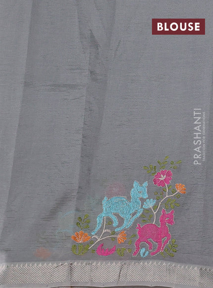 Grey Mangalagiri Silk Cotton - Embroidery