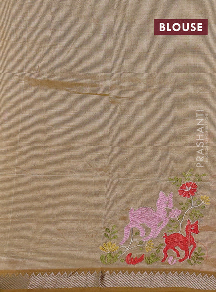 Mustard Yellow Mangalagiri Silk Cotton - Embroidery