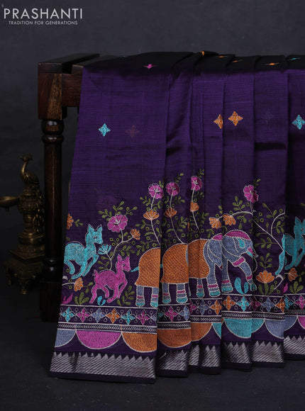 Purple Mangalagiri Silk Cotton - Embroidery