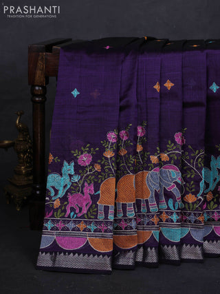 Purple Mangalagiri Silk Cotton - Embroidery