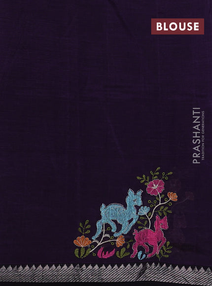 Purple Mangalagiri Silk Cotton - Embroidery