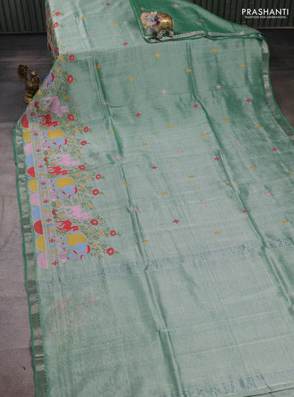Green Mangalagiri Silk Cotton - Embroidery