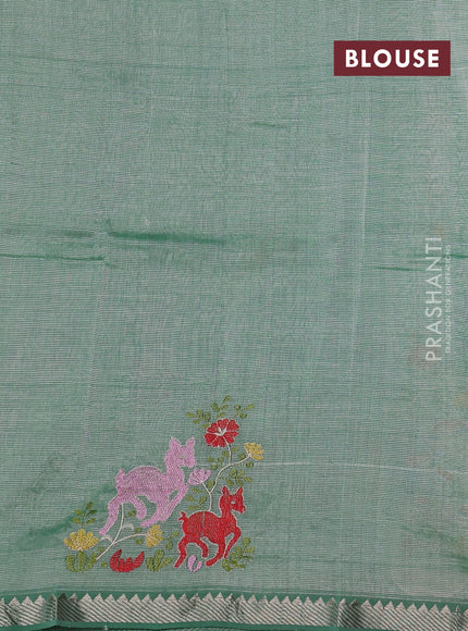Green Mangalagiri Silk Cotton - Embroidery