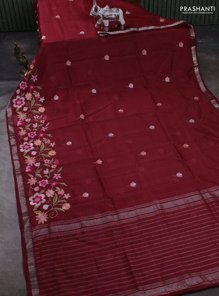Maroon Mangalagiri Silk Cotton - Embroidery