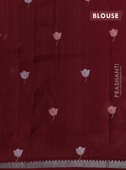 Maroon Mangalagiri Silk Cotton - Embroidery