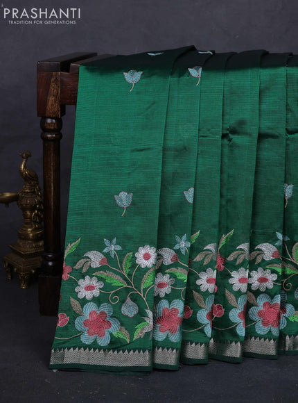 Green Mangalagiri Silk Cotton - Embroidery