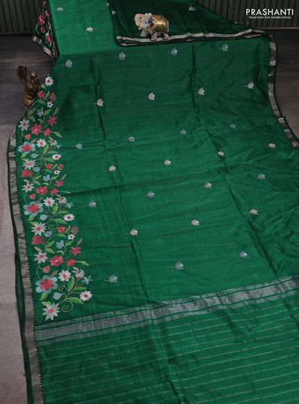 Green Mangalagiri Silk Cotton - Embroidery