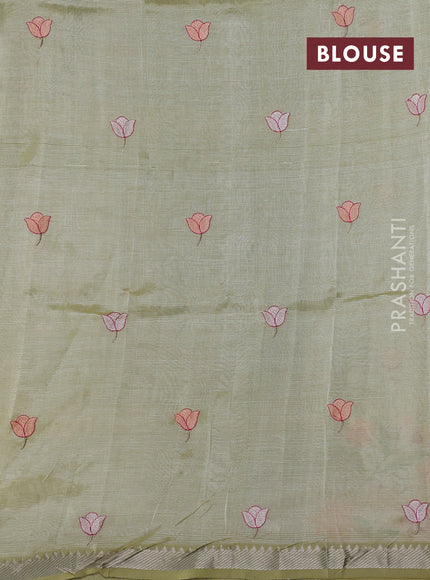 Pista Green Mangalagiri Silk Cotton - Embroidery