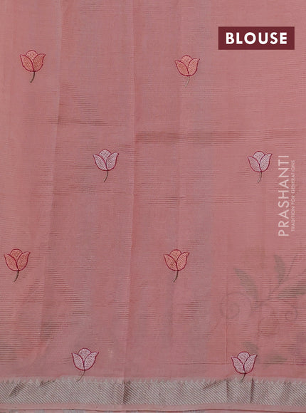 Peach Mangalagiri Silk Cotton - Embroidery