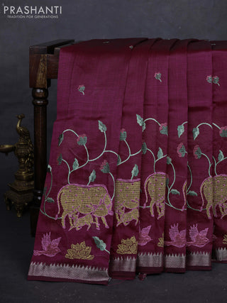 Maroon Mangalagiri Silk Cotton - Embroidery