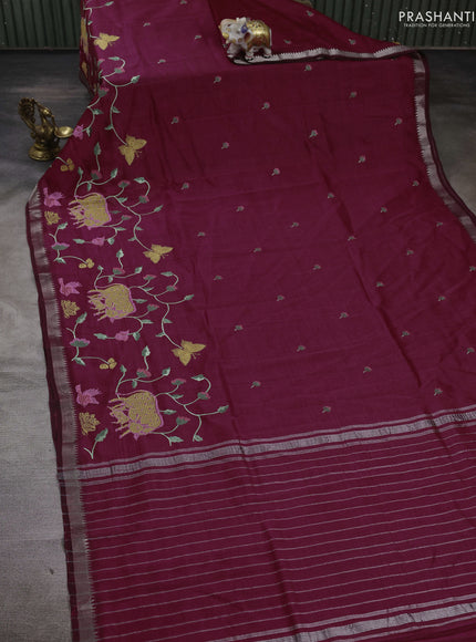 Maroon Mangalagiri Silk Cotton - Embroidery