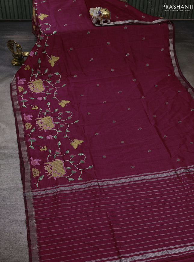 Maroon Mangalagiri Silk Cotton - Embroidery