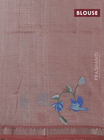 Peach Mangalagiri Silk Cotton - Embroidery