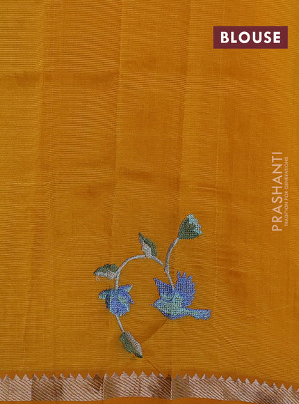 Mustard Yellow Mangalagiri Silk Cotton - Embroidery