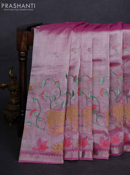 Pink Mangalagiri Silk Cotton - Embroidery