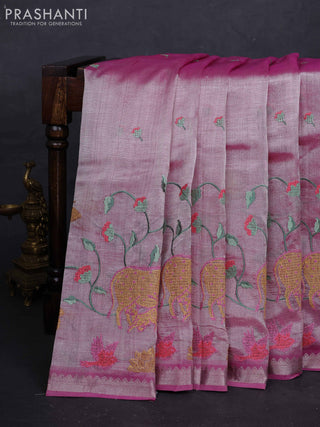 Pink Mangalagiri Silk Cotton - Embroidery