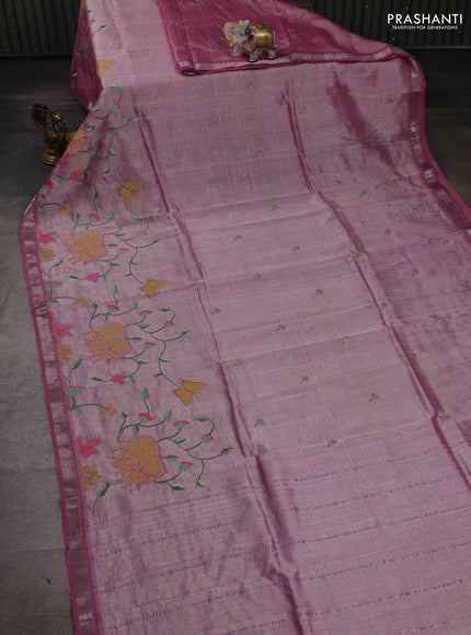 Pink Mangalagiri Silk Cotton - Embroidery
