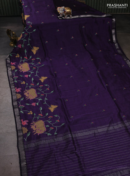 Purple Mangalagiri Silk Cotton - Embroidery