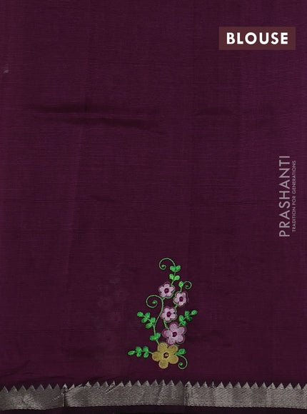 Wine Mangalagiri Silk Cotton - Embroidery
