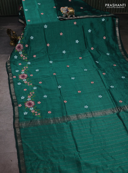 Green Mangalagiri Silk Cotton - Embroidery