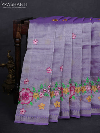 Lavender Mangalagiri Silk Cotton - Embroidery