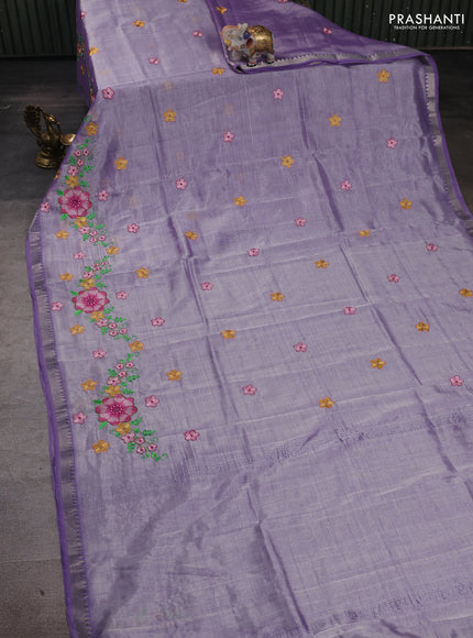 Lavender Mangalagiri Silk Cotton - Embroidery