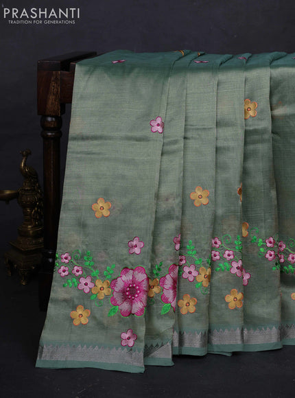 Pastel Green Mangalagiri Silk Cotton - Embroidery