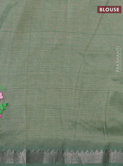 Pastel Green Mangalagiri Silk Cotton - Embroidery