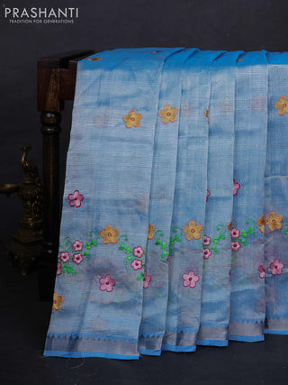 Blue Mangalagiri Silk Cotton - Embroidery