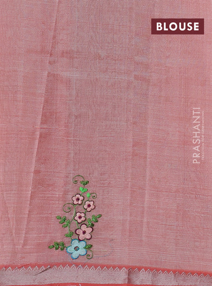 Peach Mangalagiri Silk Cotton - Embroidery