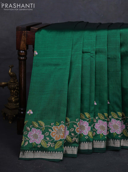 Green Mangalagiri Silk Cotton - Embroidery