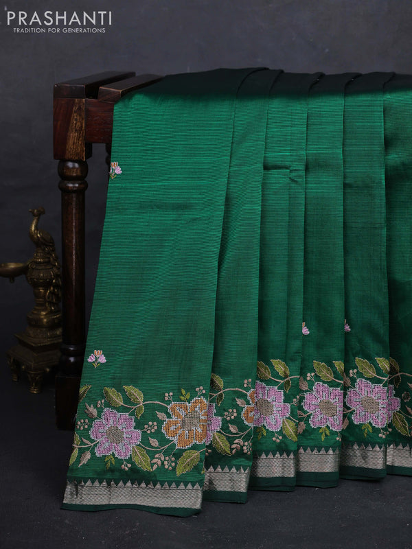 Green Mangalagiri Silk Cotton - Embroidery