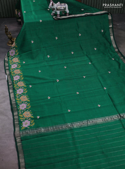 Green Mangalagiri Silk Cotton - Embroidery